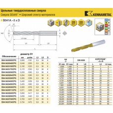 B041A03600CPG KC7325 сверло твердосплавное D = 3,6 мм